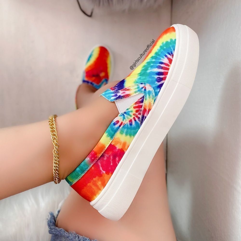 Rainbow Tie Dye Tennis Sneakers